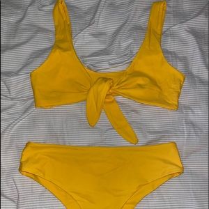 SHEIN Yellow Tie-Front Bikini